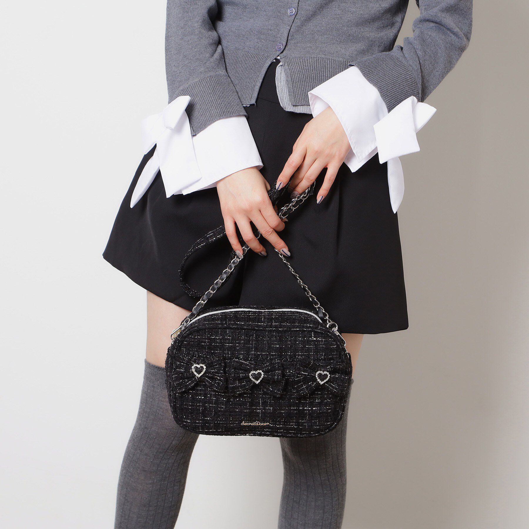 Ober Tashe「ツイードリボンショルダーバッグ」|ショルダー・メッセンジャー|ブラック(019)