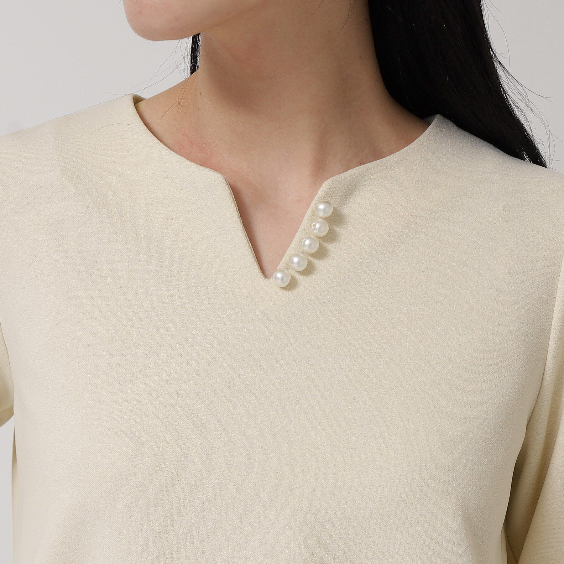 SunaUna「【パール調パーツ付き／春色】ペプラムトップス」|シャツ・ブラウス|