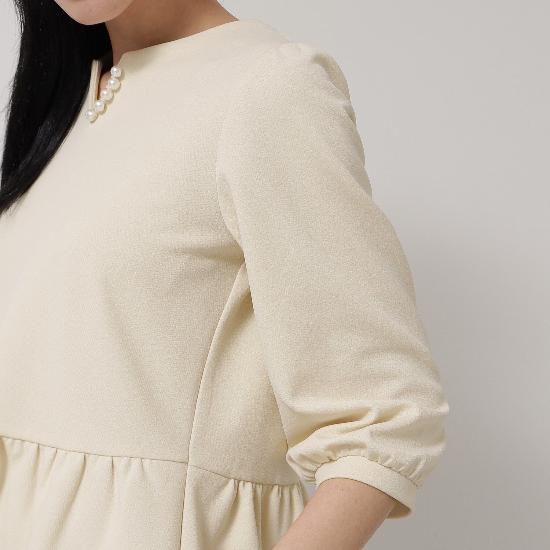 SunaUna「【パール調パーツ付き／春色】ペプラムトップス」|シャツ・ブラウス|