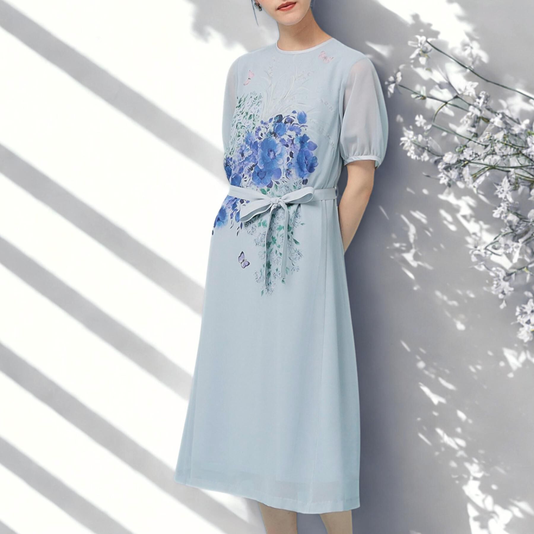 SunaUna「【co creation and yours／SS～L】パネル柄ワンピース」|ワンピース|ライトグレー(111