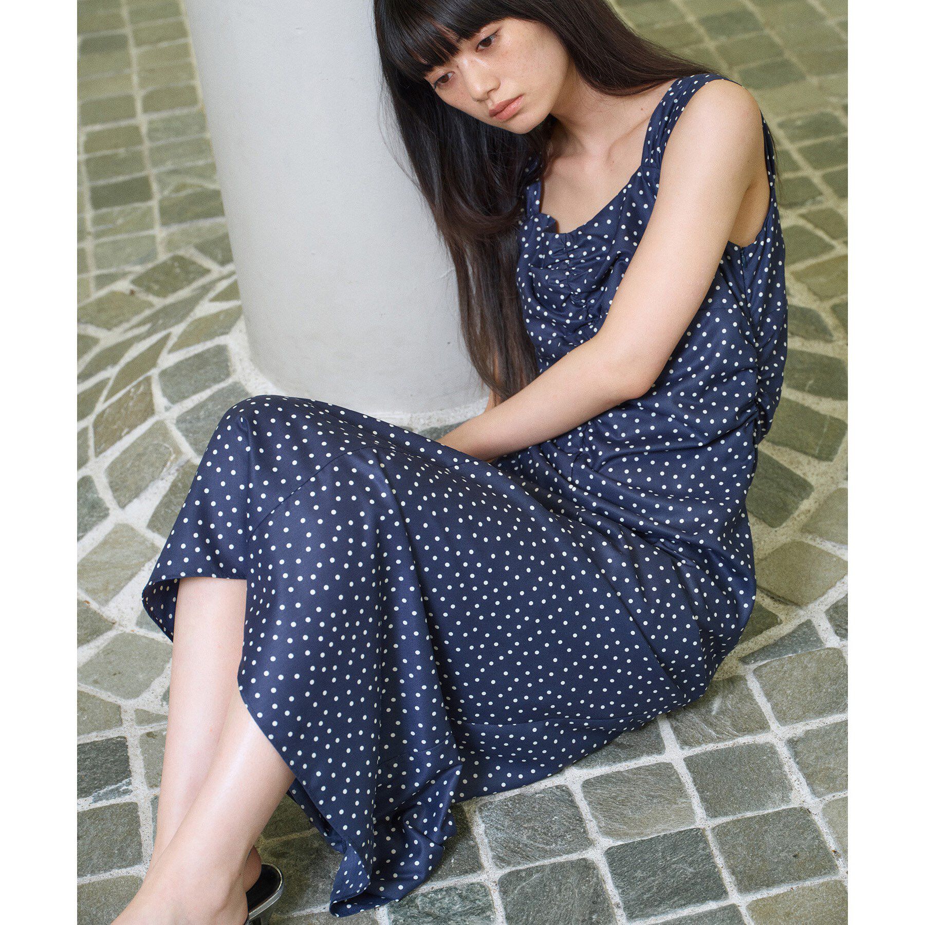 CODE A「polka dot dress」|ワンピース|ネイビー(194)