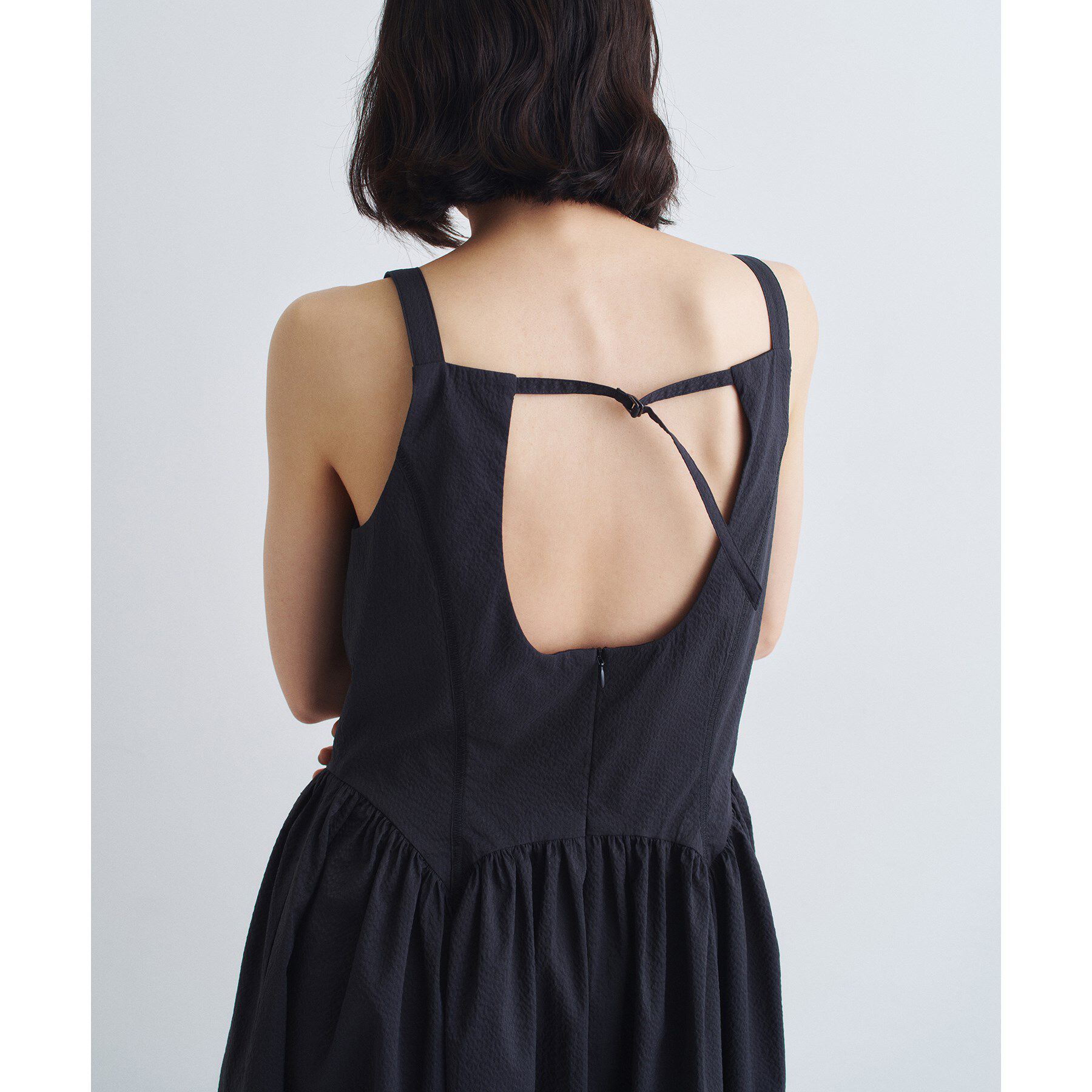 CODE A「gathers drama dress」|ワンピース|ブラック(019)