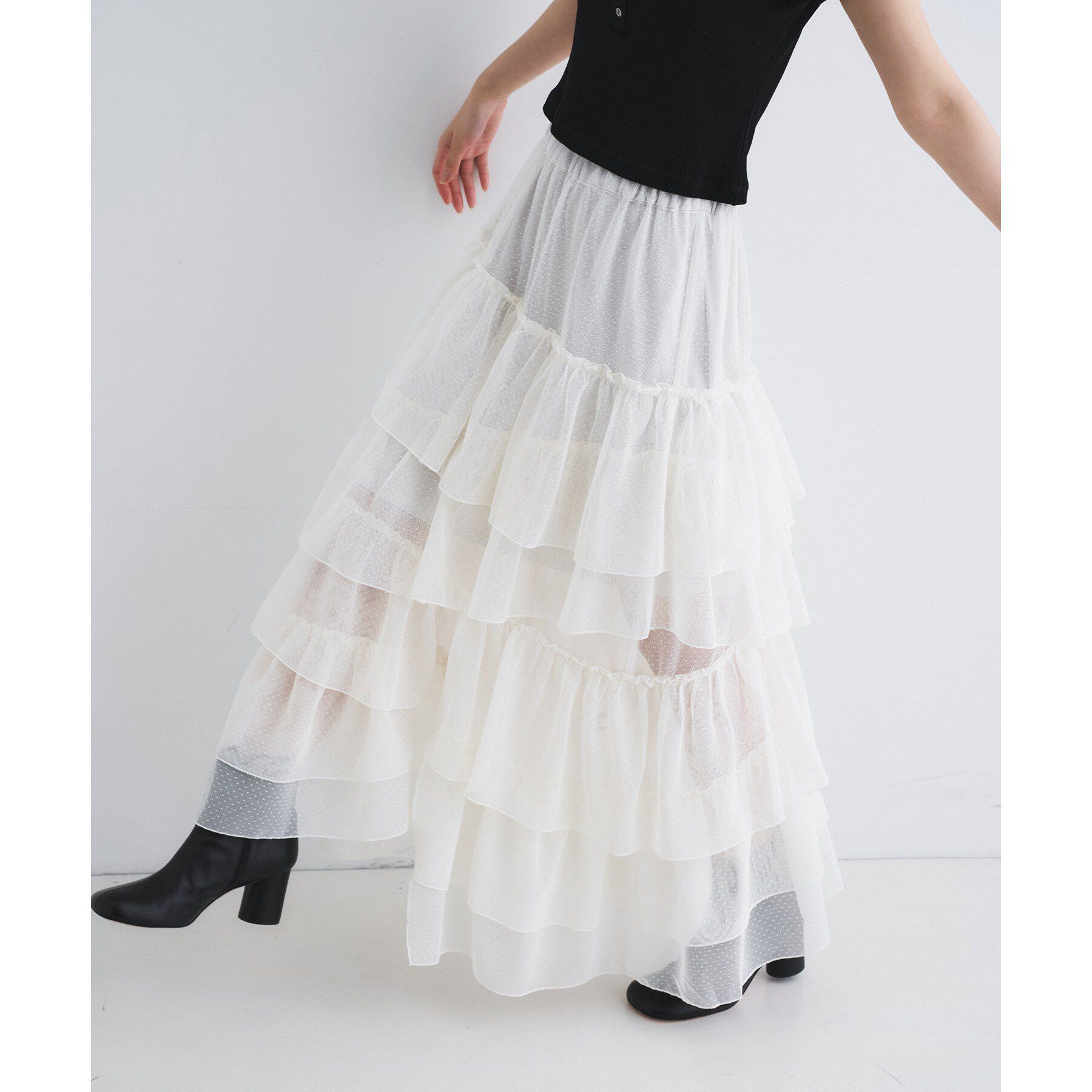 CODE A「M dramatic dot tulle skirt」|スカート|