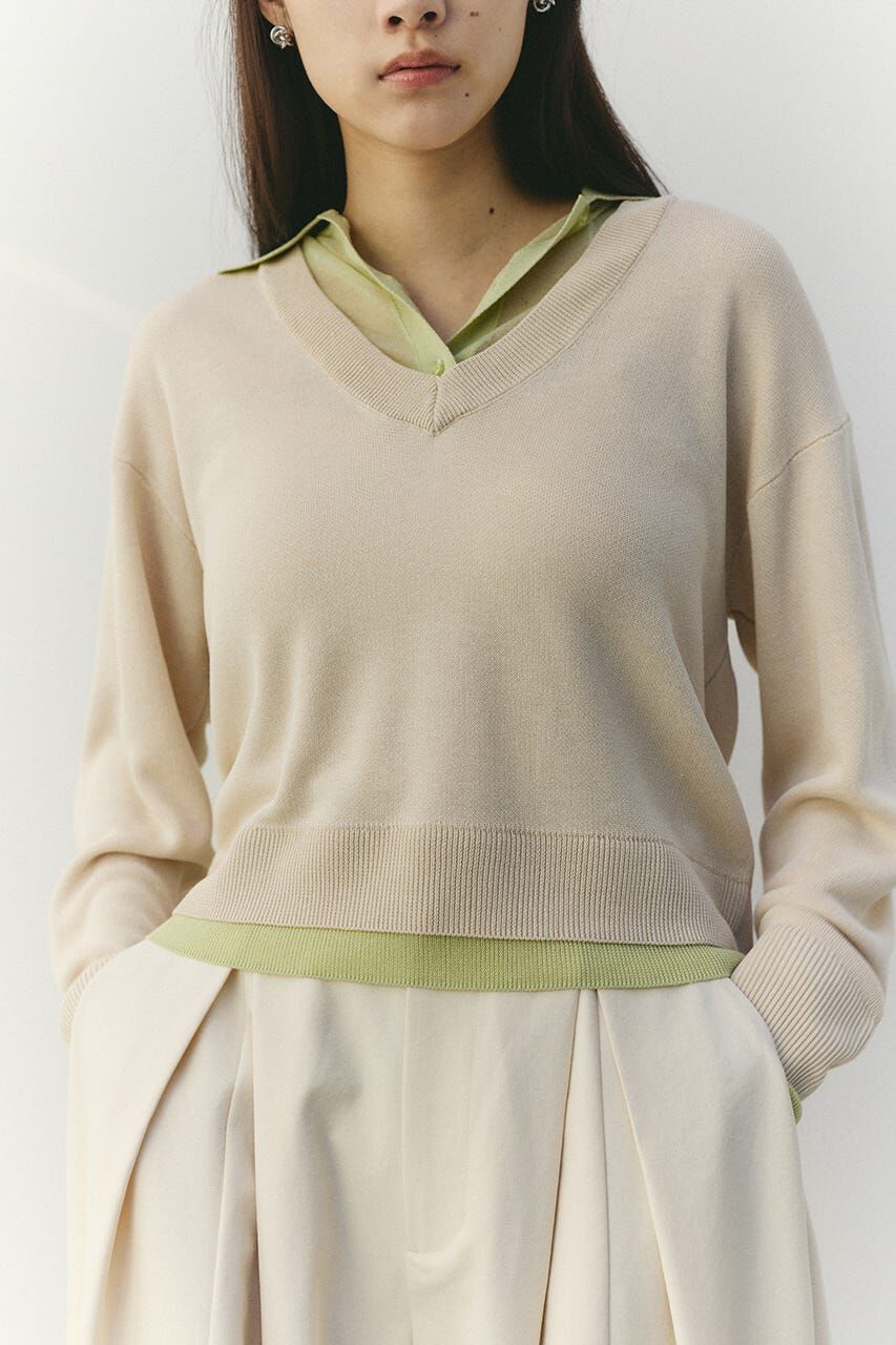 STYLEMIXER「レイヤードポロニットトップ」|ニット・セーター|