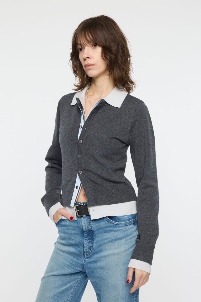 MOUSSY「DOUBLE LAYERED ニットシャツ」|シャツ・ブラウス|