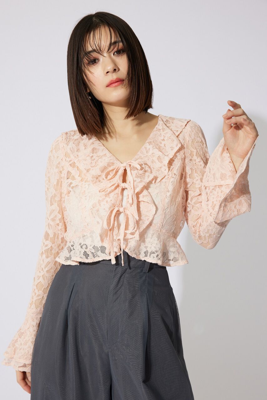 rienda「フロントフリル2WAYレースブラウス」|シャツ・ブラウス|