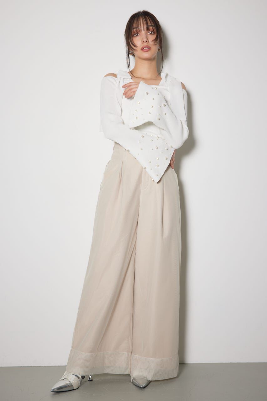 rienda「リボンオフショルダーニットトップス」|ニット・セーター|