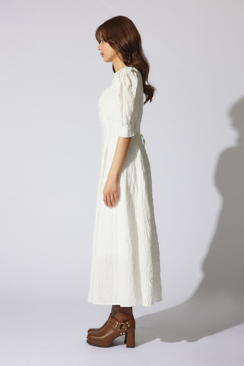 rienda「バストギャザーデザインジャガードフレアワンピース」|ワンピース|