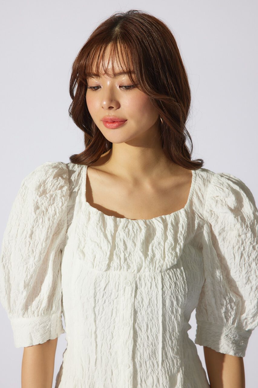 rienda「バストギャザーデザインジャガードフレアワンピース」|ワンピース|