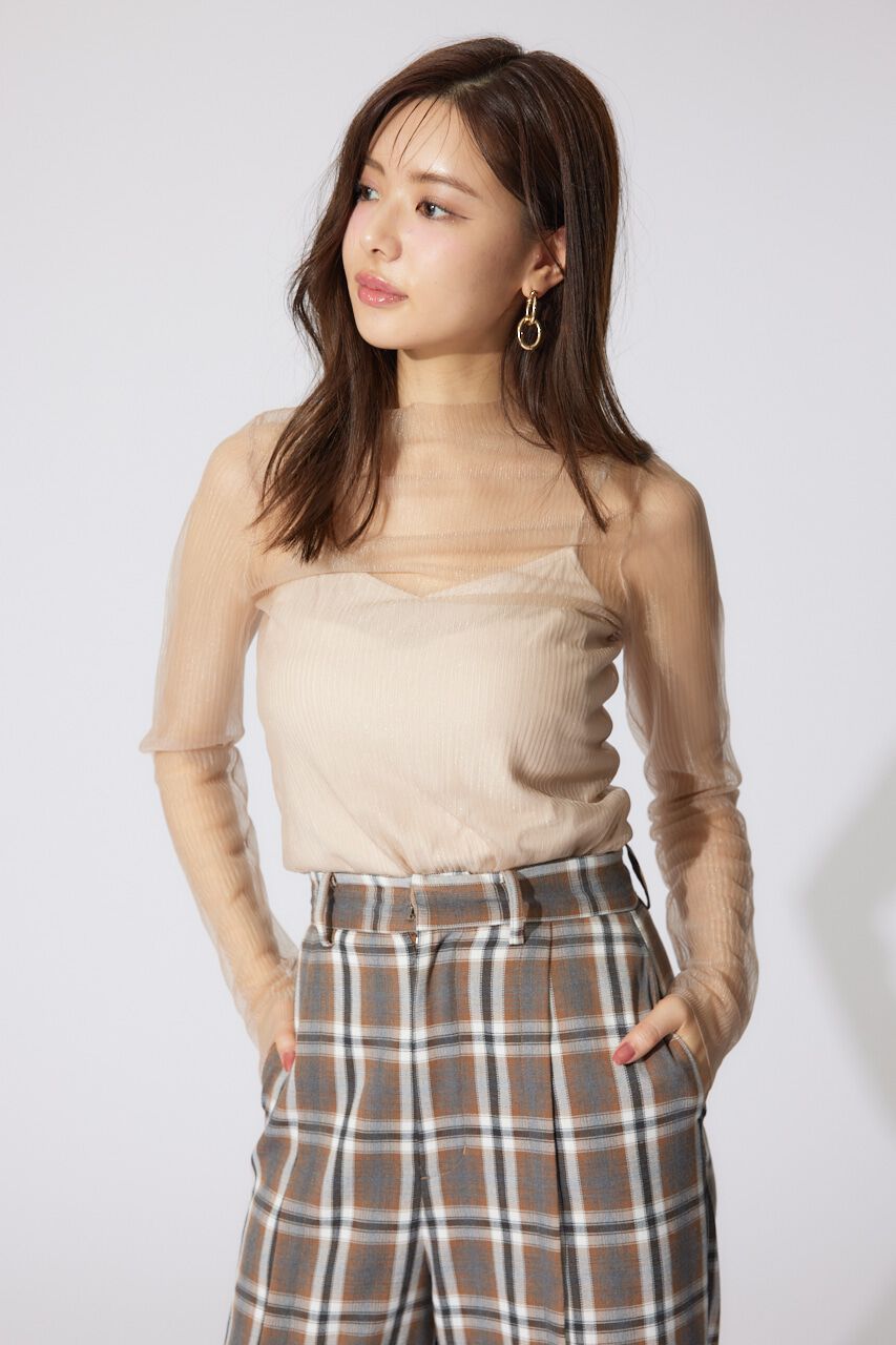 rienda「ランダムリブシアーニットトップス」|ニット・セーター|