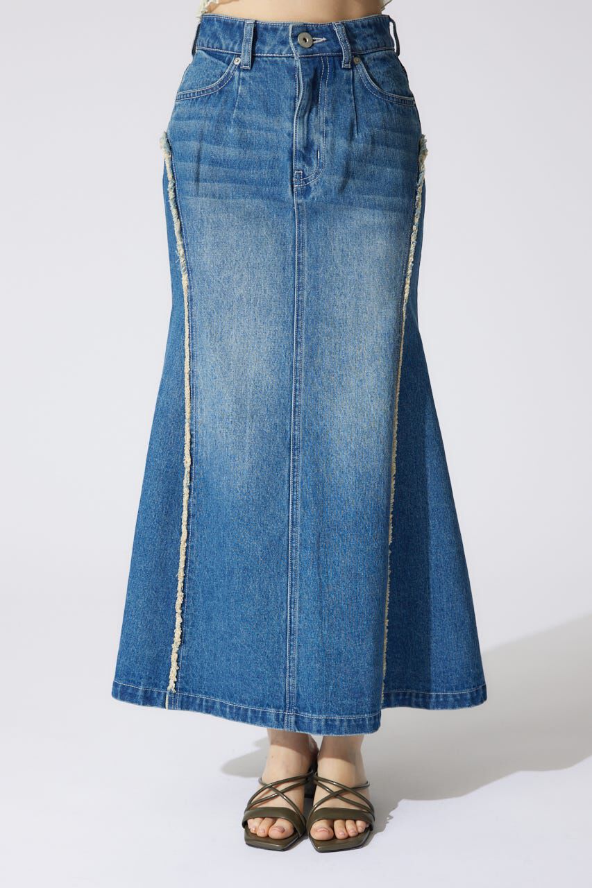 rienda「フリンジマーメイドデニムジャストウエストスカート」|スカート|