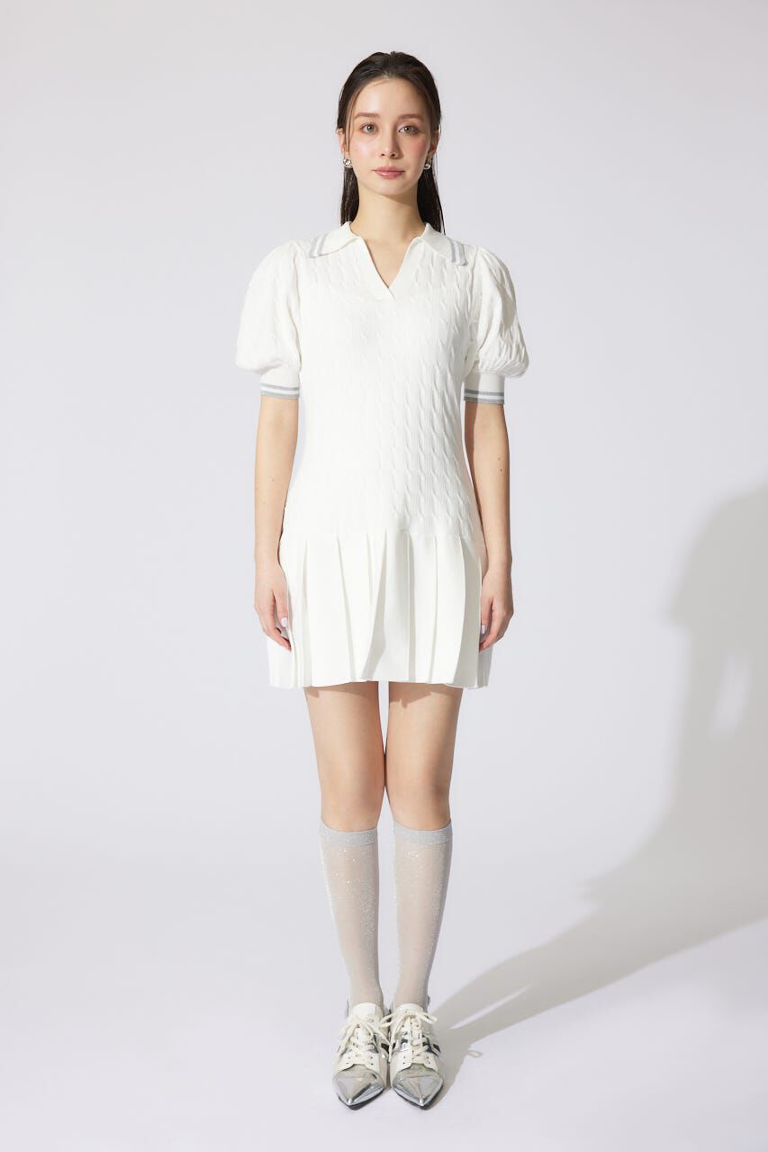 rienda「スキッパーデザインニットミニワンピース」|ワンピース|