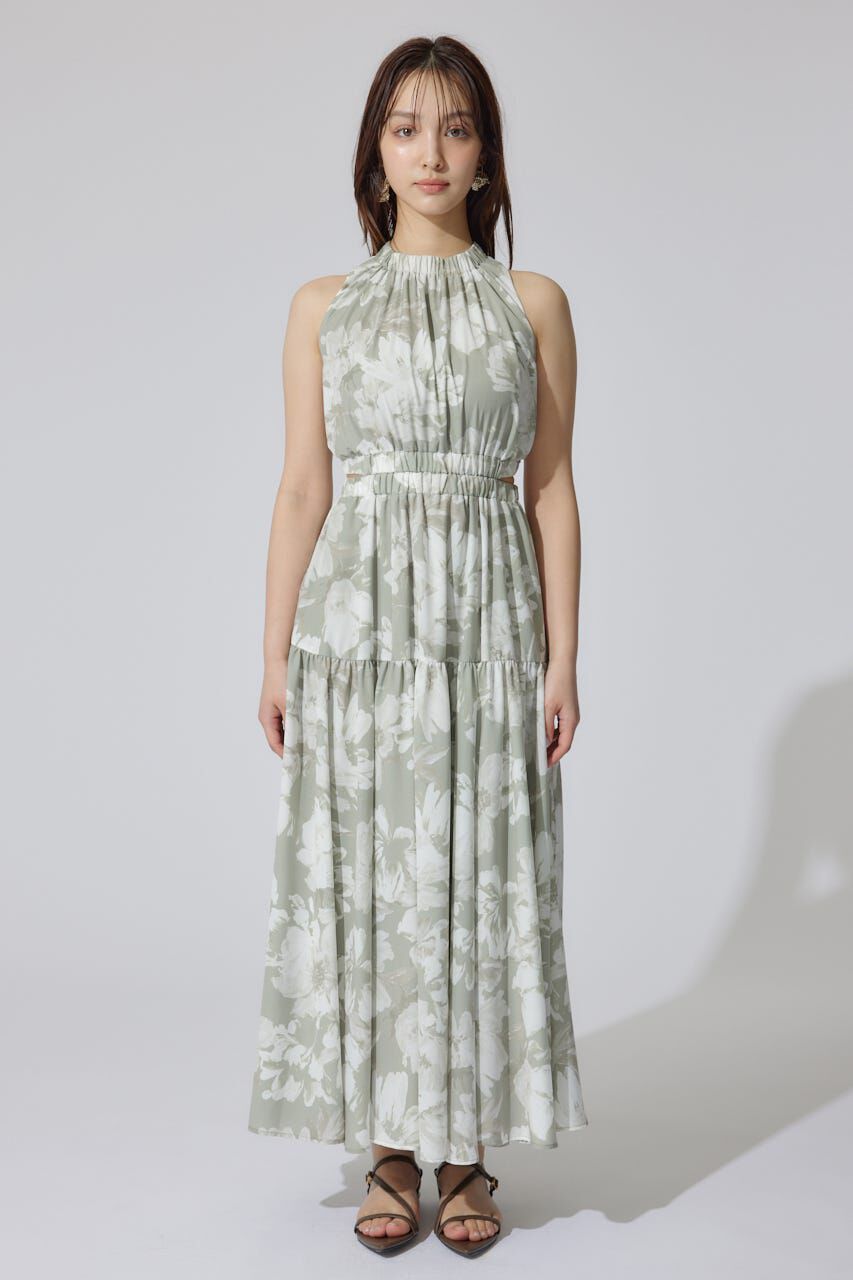 rienda「ホルターネックギャザーフレアワンピース」|ワンピース|