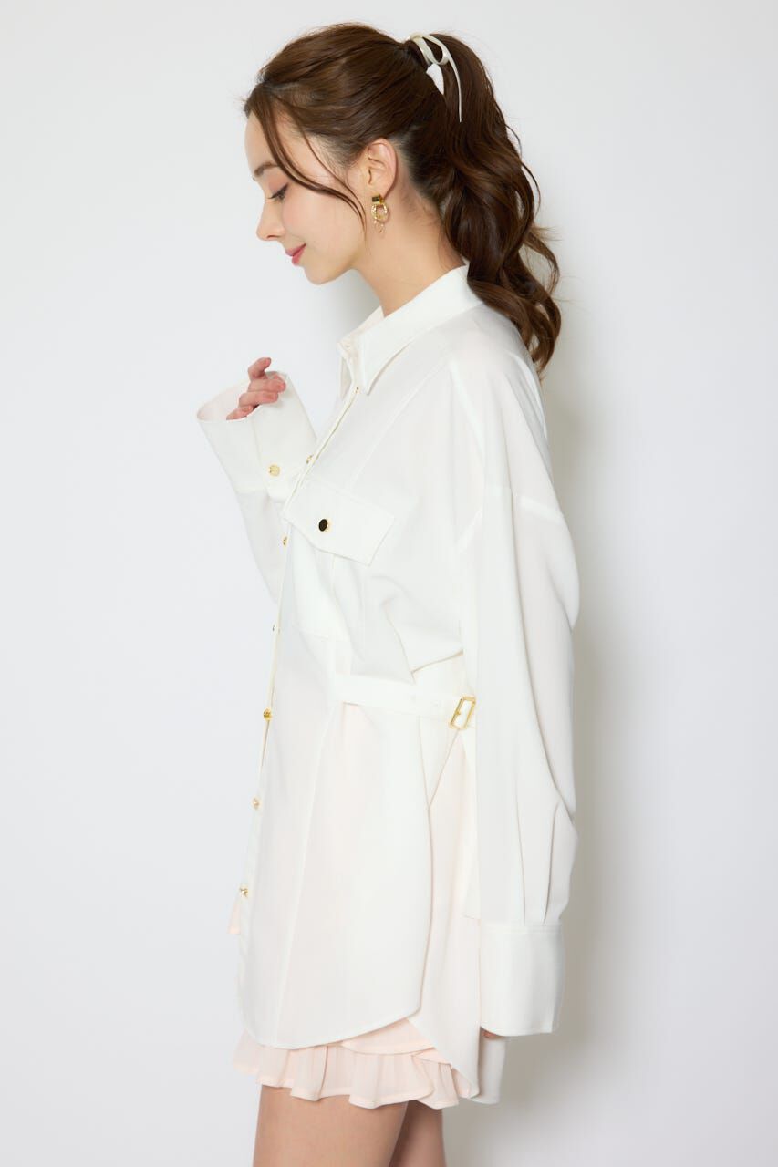 rienda「ベルトディティールビッグシャツ」|シャツ・ブラウス|