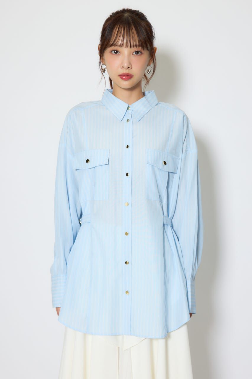 rienda「ベルトディティールビッグシャツ」|シャツ・ブラウス|
