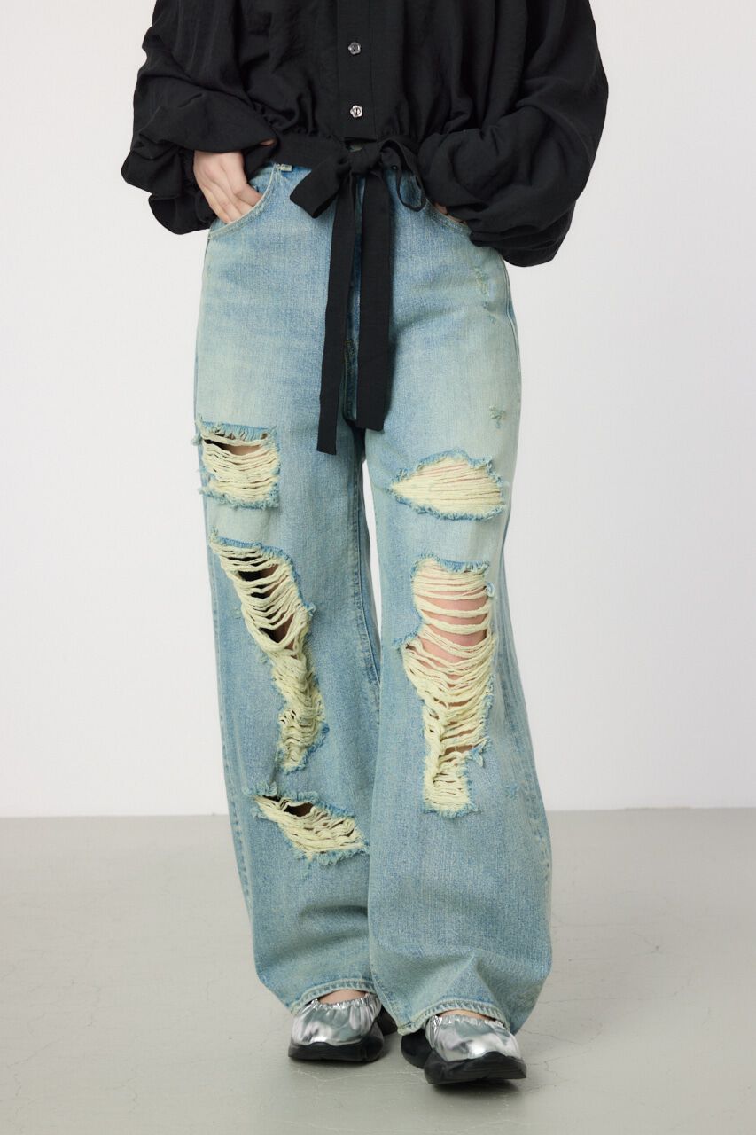 RODEO CROWNS「Hard Crash looseワイドデニム」|デニム|L/BLU1