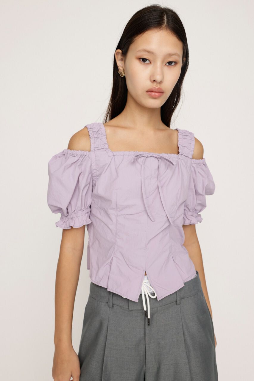 SLY「SHOULDER OPEN SQ PUFF トップス」|シャツ・ブラウス|L/PUR1