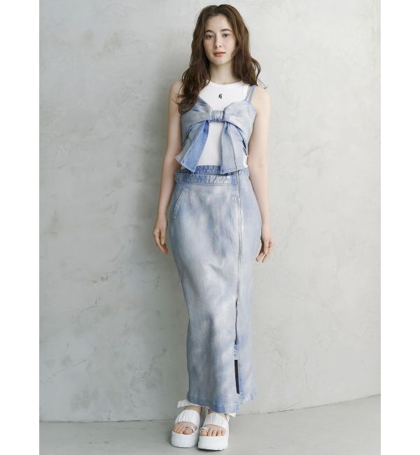 CALNAMUR「GLITTER DENIM ZIP TIGHT SKIRT/グリッターデニムジップタイトスカート」|スカート|