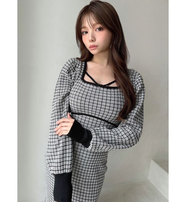 RESEXXY「バイカラーツイードマーメイドワンピース」|ワンピース|