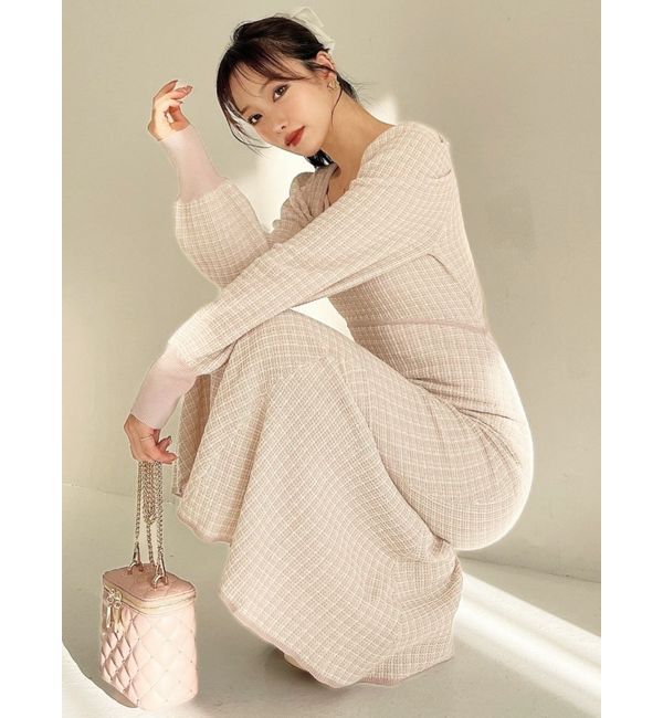 RESEXXY「バイカラーツイードマーメイドワンピース」|ワンピース|