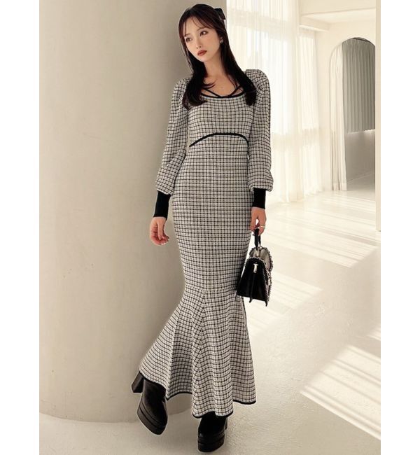 RESEXXY「バイカラーツイードマーメイドワンピース」|ワンピース|