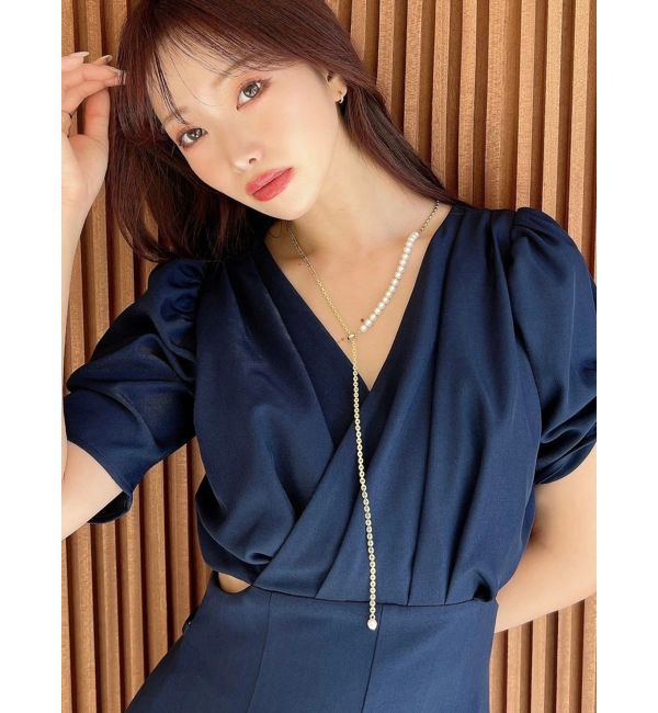 RESEXXY「アシンメトリーパールロングネックレス」|ネックレス|ゴールド