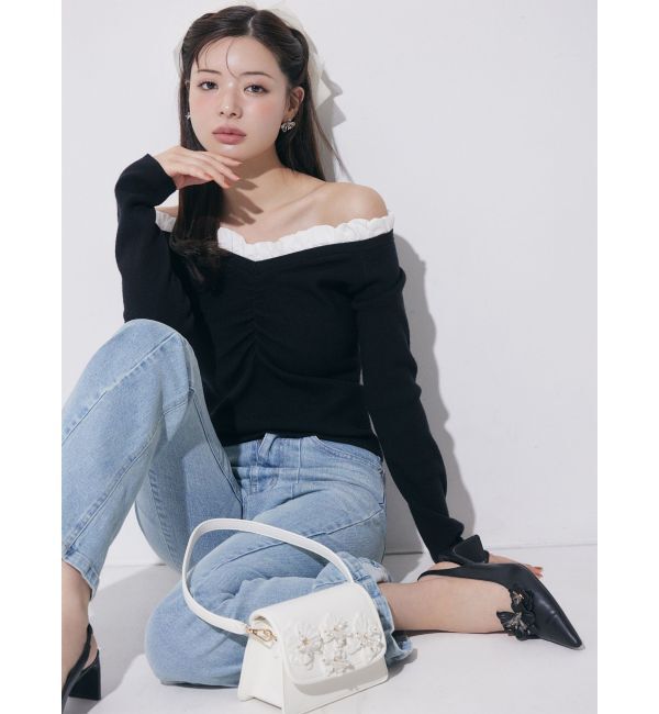 RESEXXY「ホイップフリルVネックニット」|ニット・セーター|