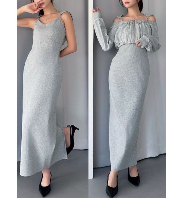 RESEXXY「アンサンブルフーディワンピース」|ワンピース|ライトグレー