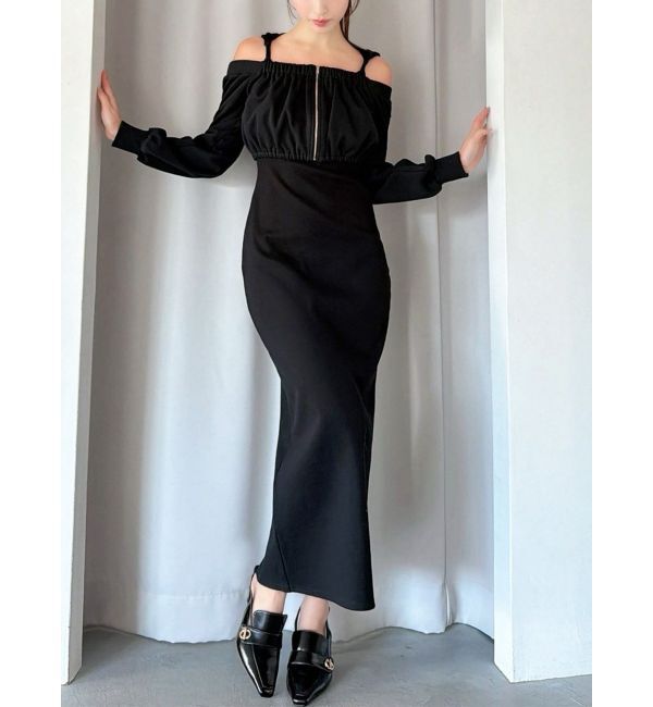 RESEXXY「アンサンブルフーディワンピース」|ワンピース|ブラック