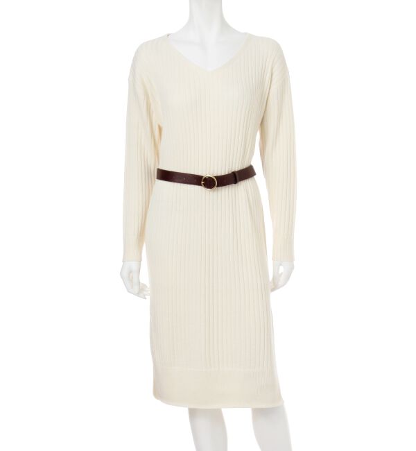 MERCURYDUO「ベルト付スリットニットワンピース」|ワンピース|