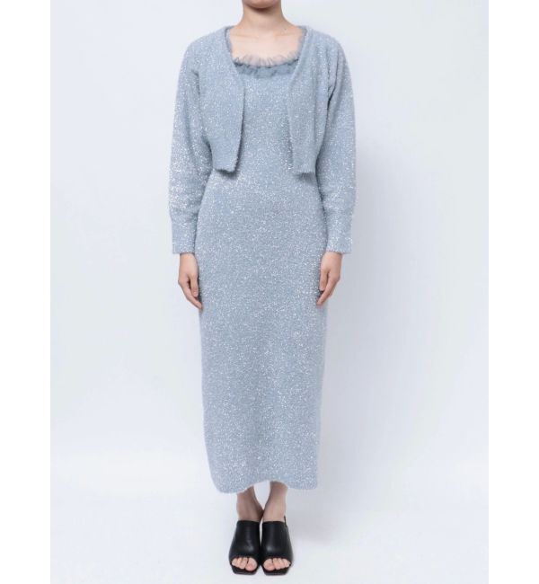 MERCURYDUO「ラメシャギーカーデセットキャミニットワンピース」|ワンピース|