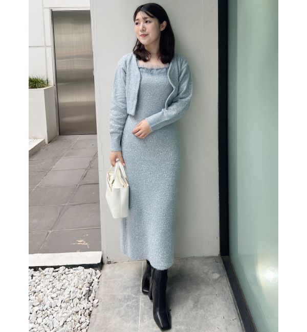 MERCURYDUO「ラメシャギーカーデセットキャミニットワンピース」|ワンピース|