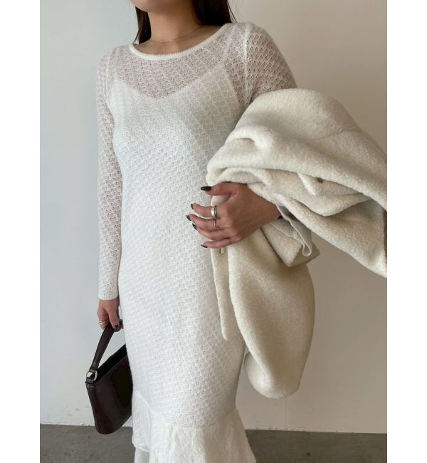 LAGUNAMOON「ニッティングパターンヘムフリルニットワンピース」|ワンピース|