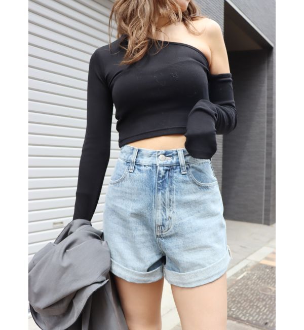 EVRIS「ロールアップデニムショートパンツ【セットアップ着用可能】」|デニム|