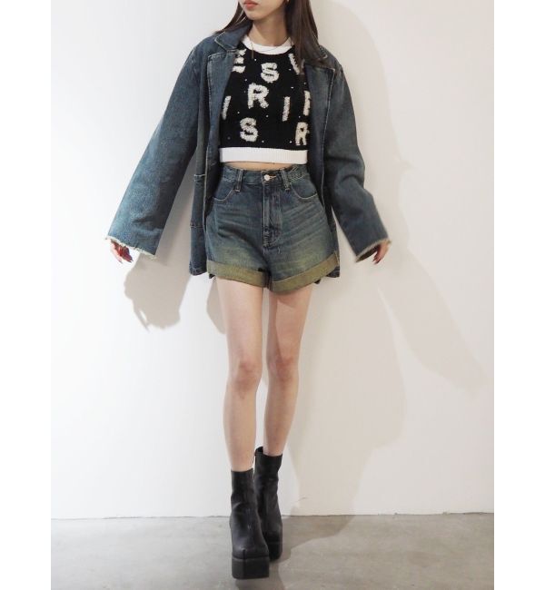EVRIS「ロールアップデニムショートパンツ【セットアップ着用可能】」|デニム|