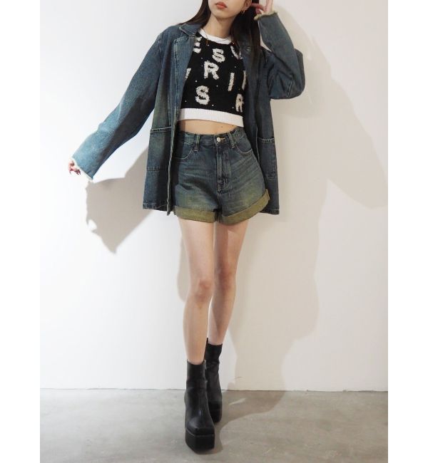 EVRIS「ロールアップデニムショートパンツ【セットアップ着用可能】」|デニム|