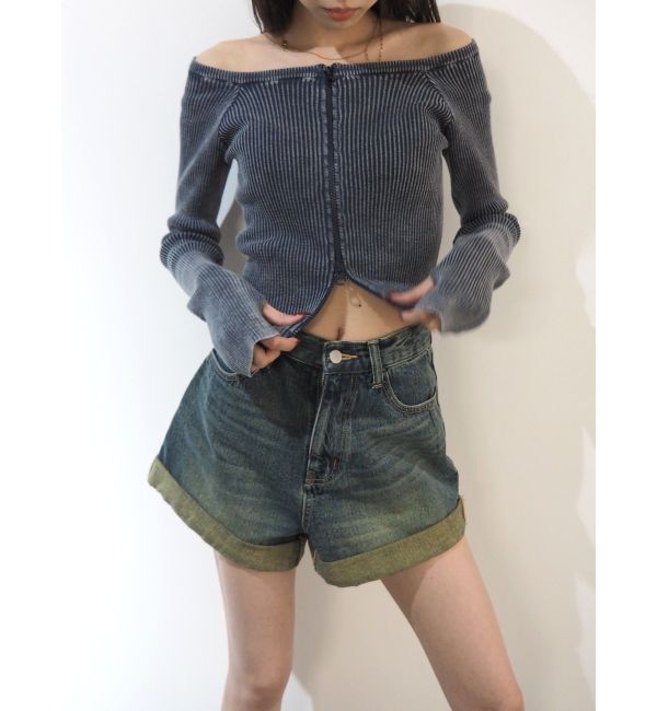 EVRIS「ロールアップデニムショートパンツ【セットアップ着用可能】」|デニム|