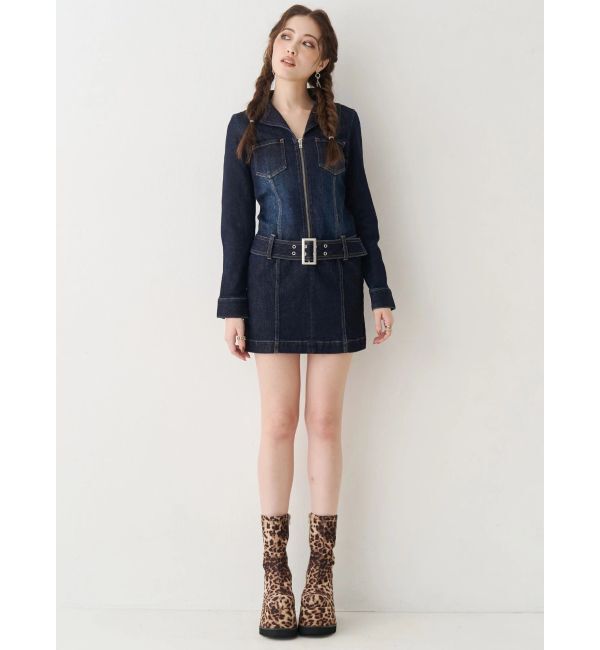 EVRIS「ストレッチデニムシャツミニワンピース」|ワンピース|