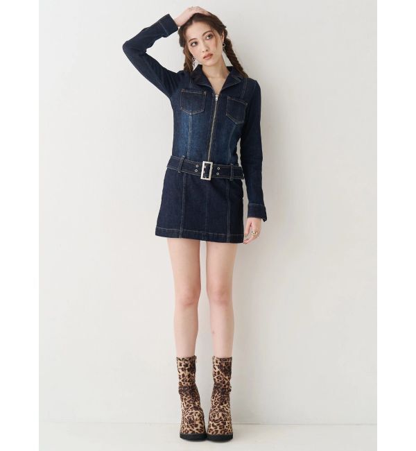 EVRIS「ストレッチデニムシャツミニワンピース」|ワンピース|