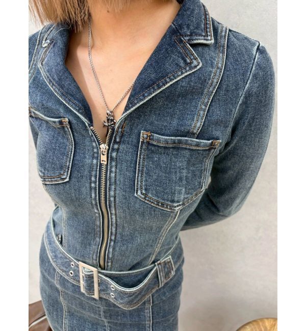 EVRIS「ストレッチデニムシャツミニワンピース」|ワンピース|