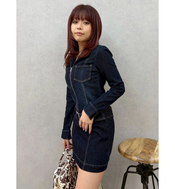 EVRIS「ストレッチデニムシャツミニワンピース」|ワンピース|