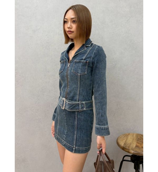 EVRIS「ストレッチデニムシャツミニワンピース」|ワンピース|