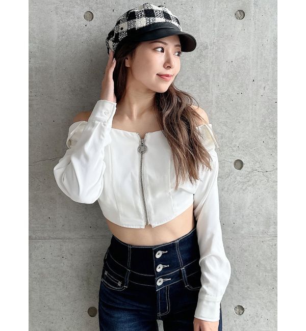 GYDA「Symmetry GYDAオフショルシャツブラウス」|シャツ・ブラウス|