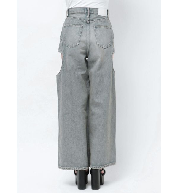 GYDA「ハイウエストサイドオープンデニムワイドパンツ」|デニム|