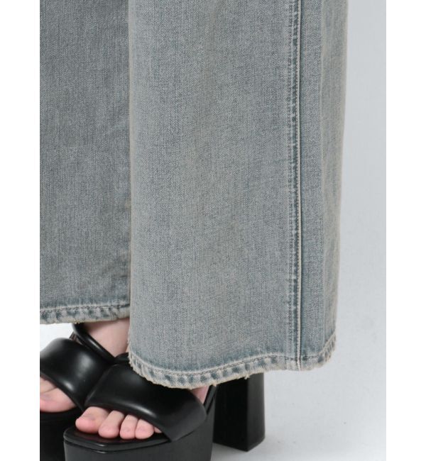 GYDA「ハイウエストサイドオープンデニムワイドパンツ」|デニム|