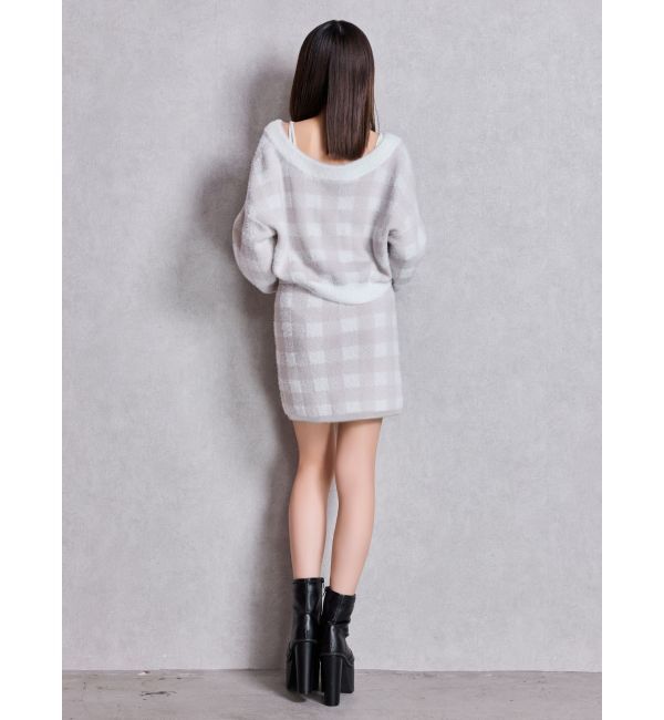 GYDA「CHECK shaggy ニットスカートライクショートパンツ」|スカート|