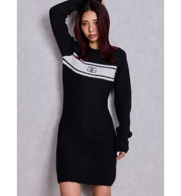 GYDA「Symmetry GYDAリブニットワンピース」|ワンピース|ブラック