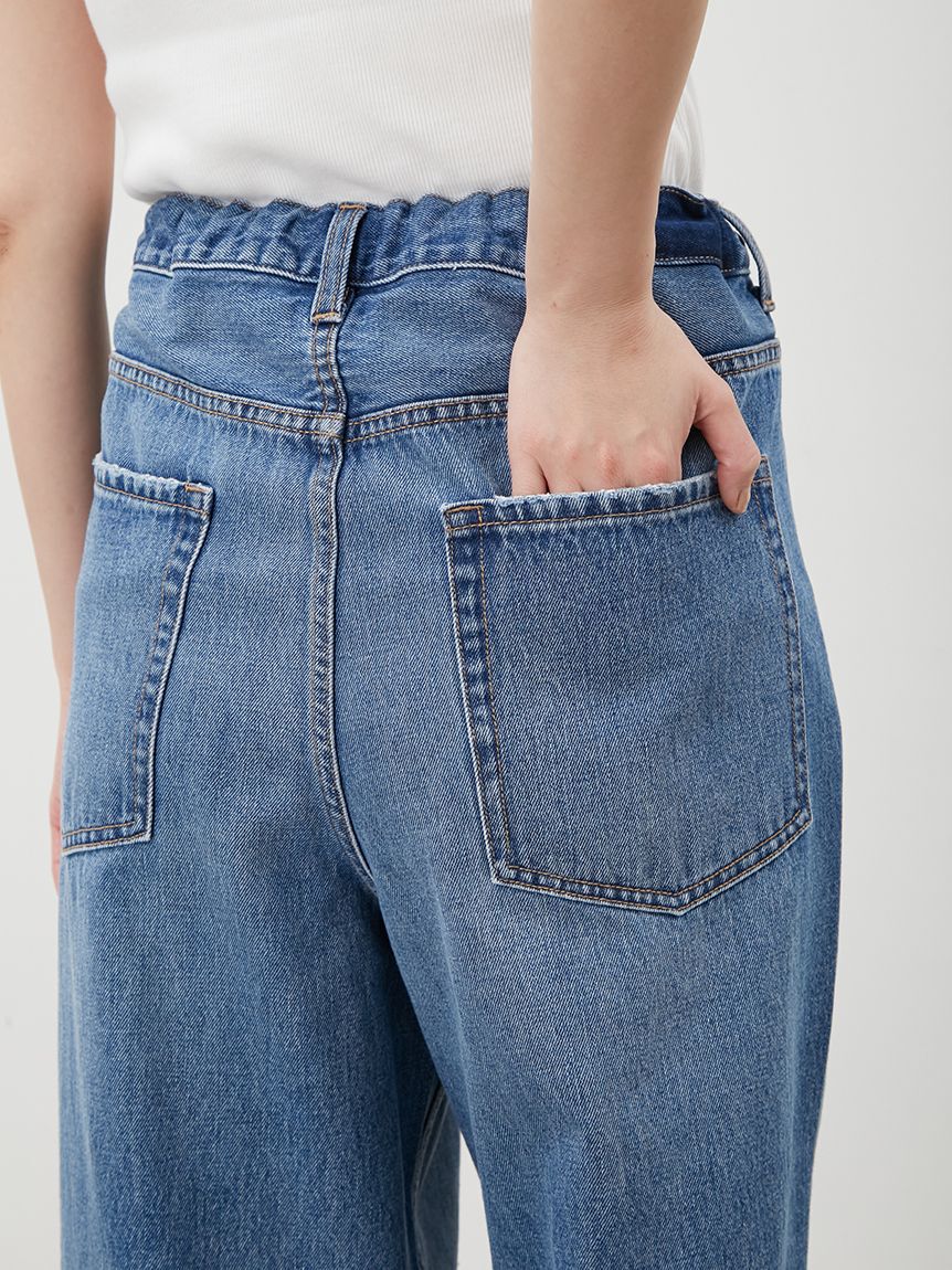 Mila Owen「ウエストドロストワイドデニムパンツ」|デニム|