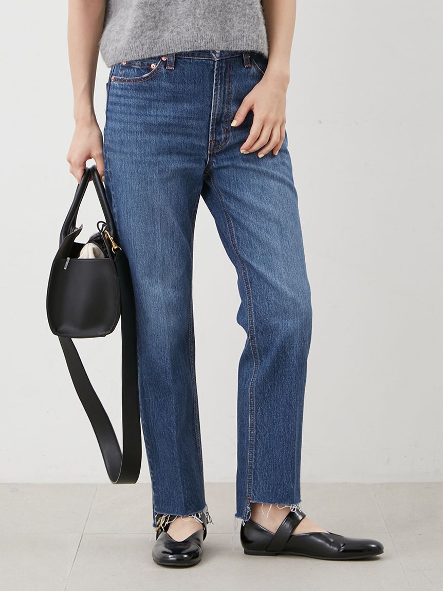 Mila Owen「裾段差テーパードデニムパンツ」|デニム|