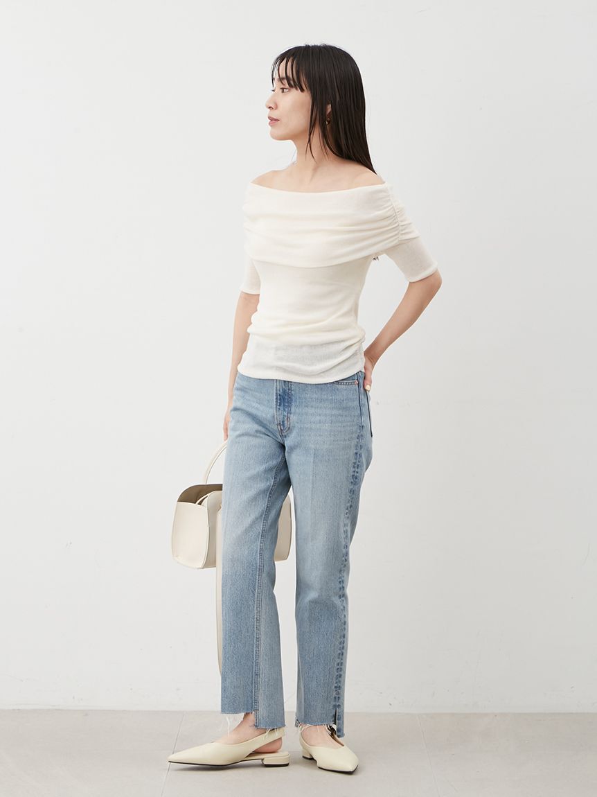Mila Owen「裾段差テーパードデニムパンツ」|デニム|